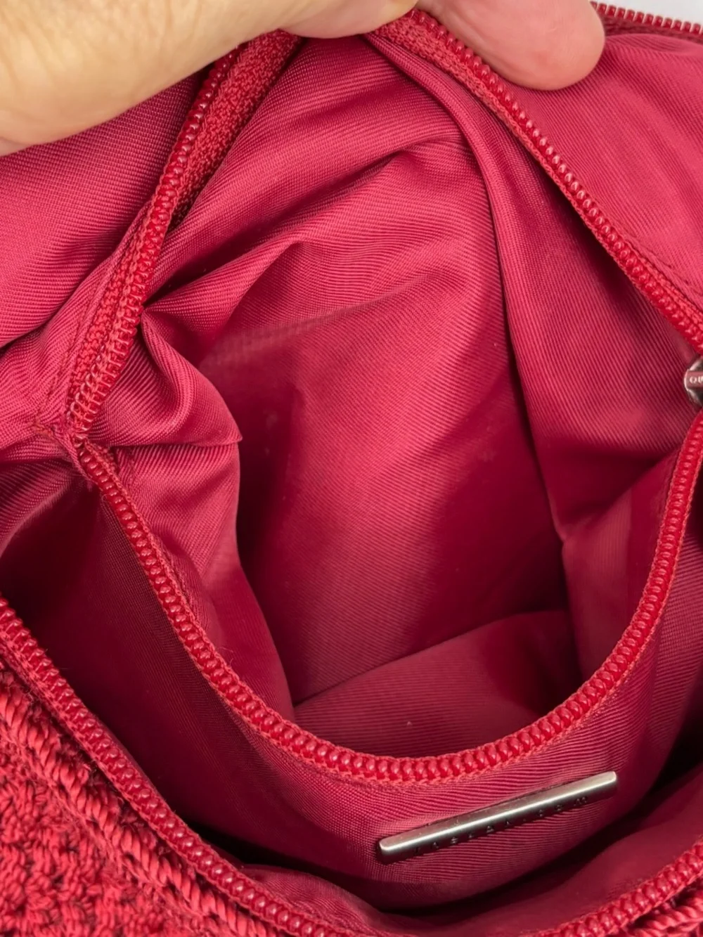 The Sak Shoulder Bag Purse Burgundy Red Woven Fabric Zip Top Slouchy Boho - Picture 5 of 8